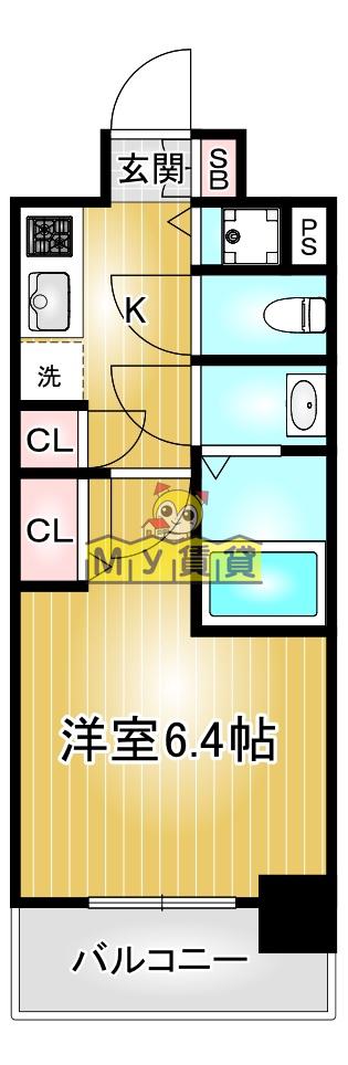プレサンス錦ラウム(1K/15階)の間取り写真