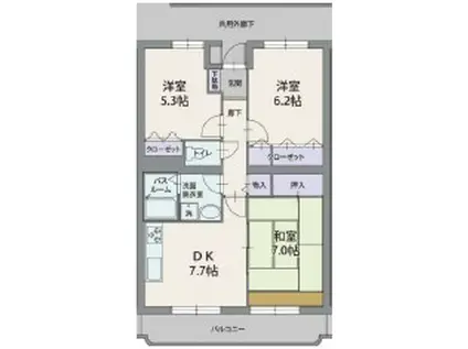 エル・パラシオ(3DK/4階)の間取り写真