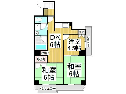 ハイホームズ七瀬(3DK/2階)の間取り写真