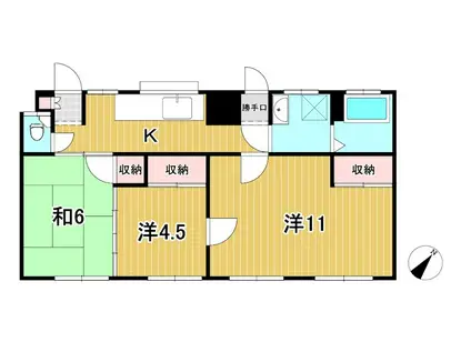 横山アパート(3K/1階)の間取り写真