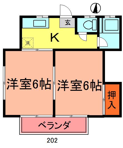 神山コーポ(2K/2階)の間取り写真