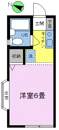 パレ玉川学園(1K/2階)の間取り写真