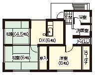 コーポAR(3DK/2階)の間取り写真