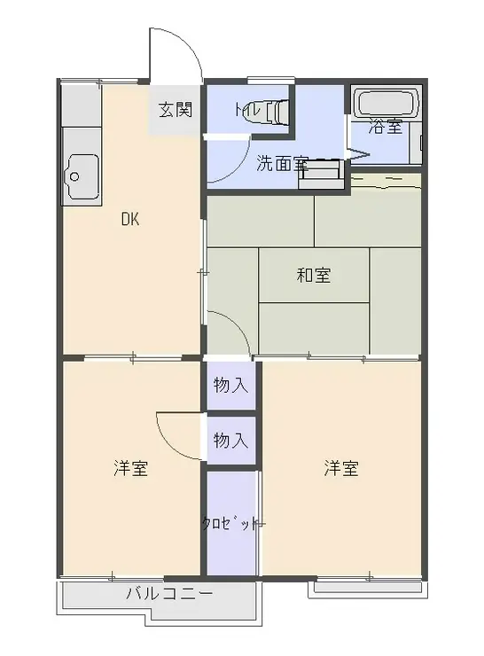 ハイツ若葉B 2階階 間取り