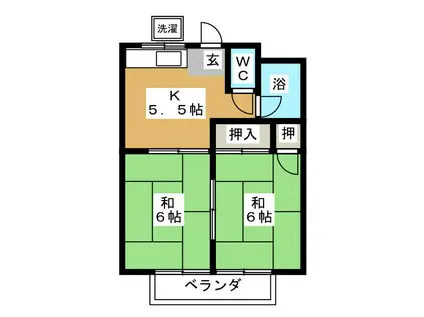 コーポコヤマ(2K/2階)の間取り写真