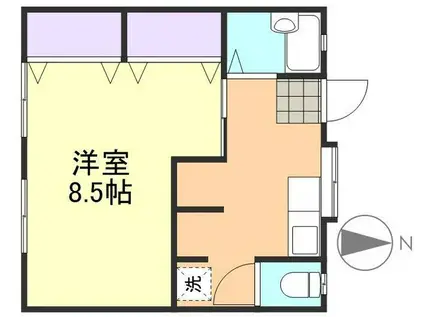 向陽荘 西棟(1K/1階)の間取り写真