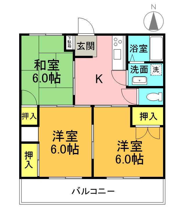 バースランド安積(3K/5階)の間取り写真