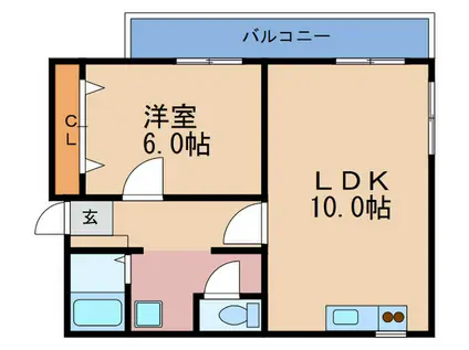 レジオン福島(1LDK/2階)の間取り写真