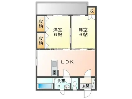 コムロアパート(2LDK/2階)の間取り写真
