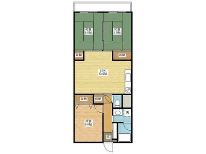 マンション高尾(3LDK/2階)の間取り写真