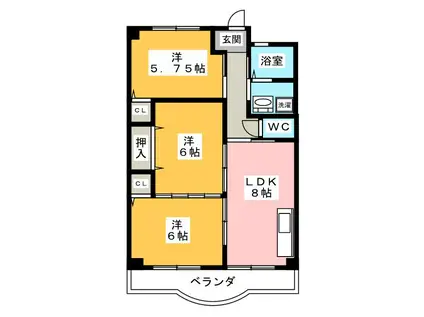 ファミール上松(3LDK/4階)の間取り写真