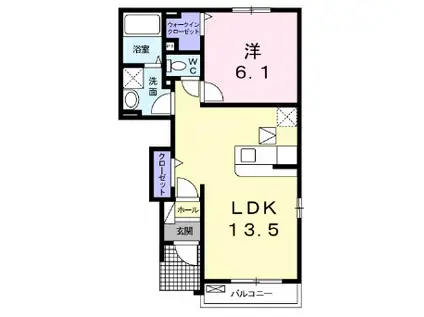 チャーフル・I(1LDK/1階)の間取り写真