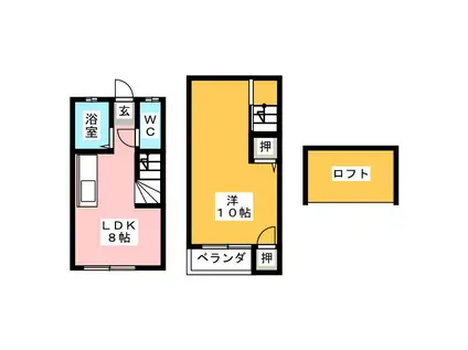 メゾン岩田(1LDK/1階)の間取り写真