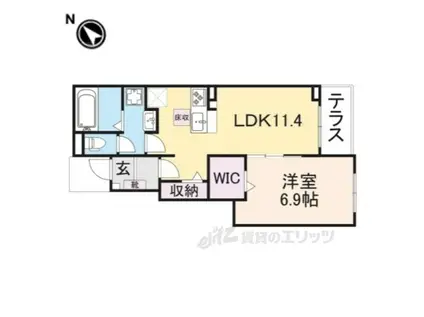 ＪＲ湖西線 堅田駅 徒歩6分 2階建 築1年(1LDK/1階)の間取り写真