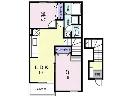 ウランタン弐番館(2LDK/2階)の間取り写真