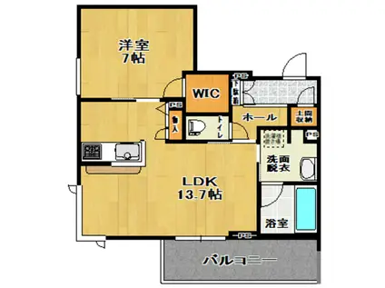 アリビオ本町(1LDK/1階)の間取り写真