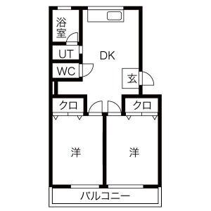 第1高杉マンション(2DK/4階)の間取り写真