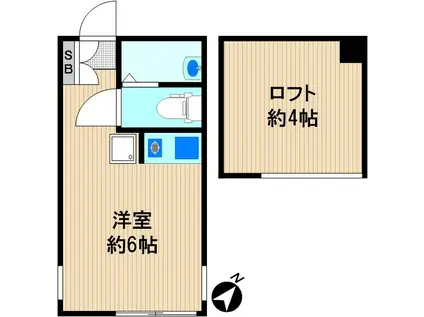 鹿島田コルチェスターの杜(ワンルーム/1階)の間取り写真