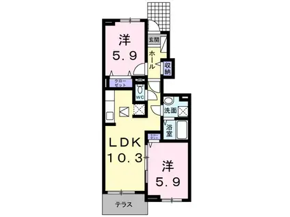 ロータス南島田C(2LDK/1階)の間取り写真