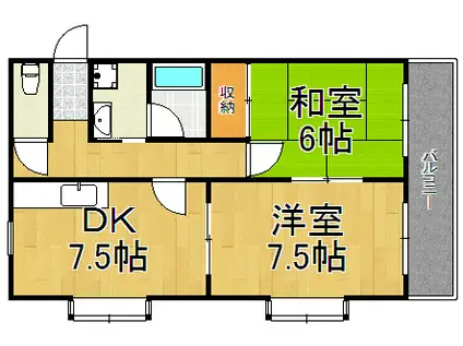 新伊丹シャネル(2LDK/2階)の間取り写真