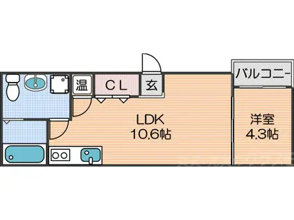 FメゾンGARDEN(1LDK/2階)の間取り写真