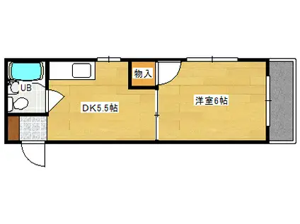 草津東ハイツ(1K/4階)の間取り写真