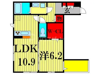 セレスティア四つ木III(1LDK/2階)の間取り写真