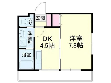 シャンツェ志都呂(1DK/2階)の間取り写真