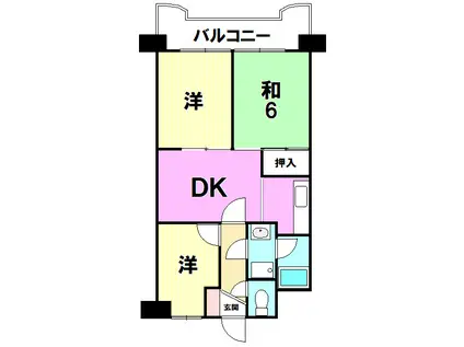 トーカンマンション大分県庁東(3DK/9階)の間取り写真