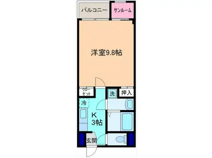 CALME(1K/2階)の間取り写真