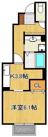 PAISIBLE PALAIS(1K/1階)の間取り写真