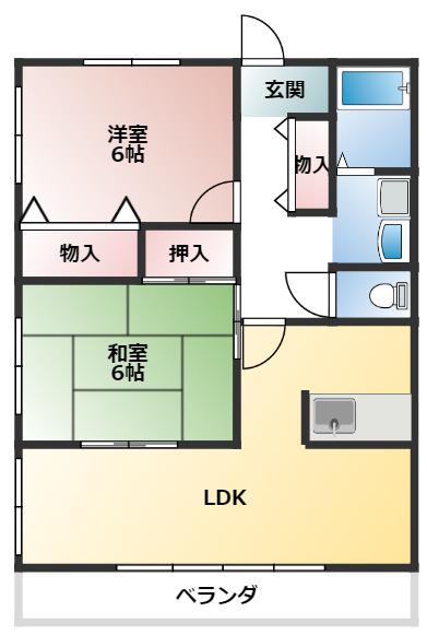ディアコート井内(2LDK/4階)の間取り写真