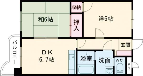 メゾン・DE・OK(2DK/2階)の間取り写真