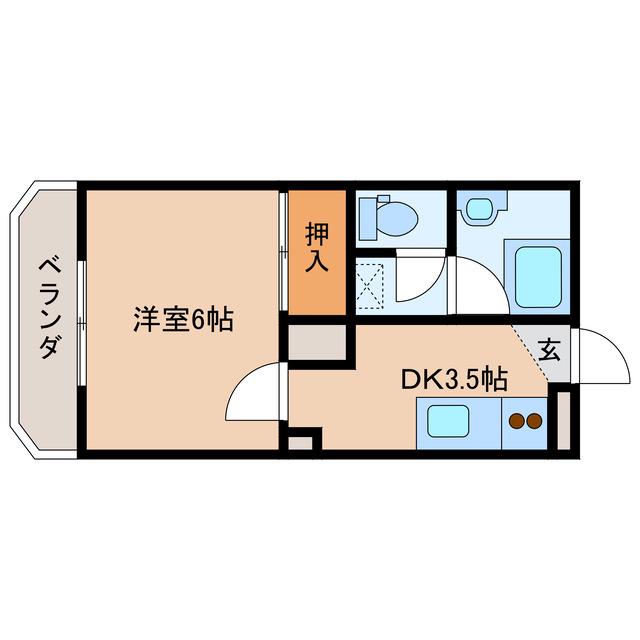 アイン都城(1K/7階)の間取り写真