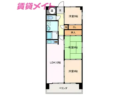 ボヌール(3LDK/1階)の間取り写真