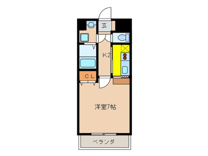 リバーサイド東比恵(1K/5階)の間取り写真