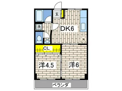 アコルデ長沢(2DK/3階)の間取り写真