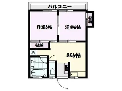 ホウジュ(2DK/1階)の間取り写真