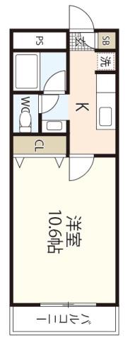 JRBハイツ倉敷駅前(1K/2階)の間取り写真