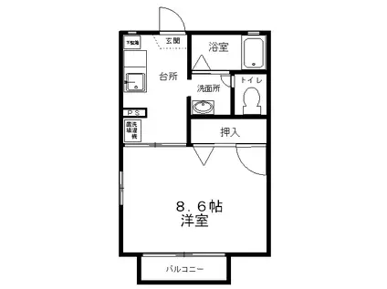 メゾンアーサーII(1K/2階)の間取り写真