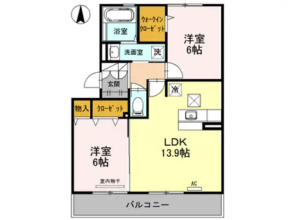 サンフラワーガーデンB(2LDK/1階)の間取り写真
