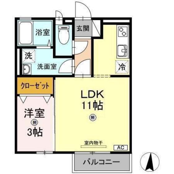 ルミナス南栄(1LDK/2階)の間取り写真