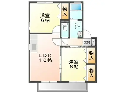 オーチャードタウンC棟(2LDK/1階)の間取り写真