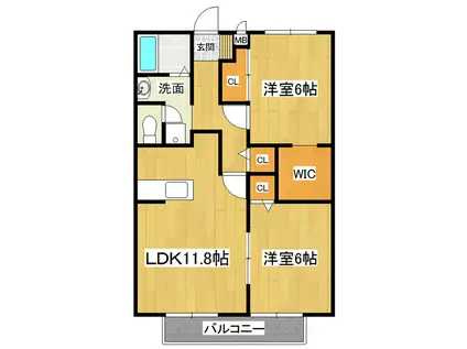 グリーンフィールド(2LDK/2階)の間取り写真