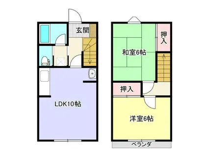 メイプルハイツA(2LDK/1階)の間取り写真