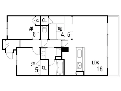 ライオンズ芦屋グランフォート(3LDK/3階)の間取り写真
