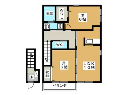 サンステージ松が岡(2LDK/2階)の間取り写真