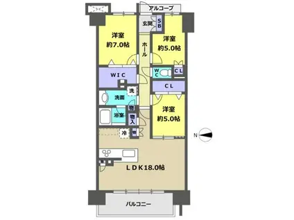 プラウドシティ南山(3LDK/7階)の間取り写真