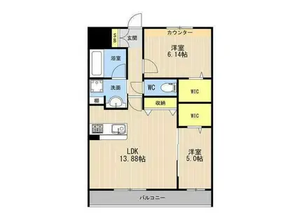 LIBTH大津(2LDK/4階)の間取り写真