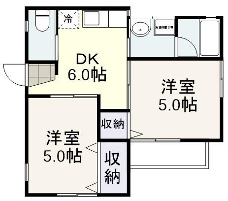 梅香園ハイツ(2DK/1階)の間取り写真